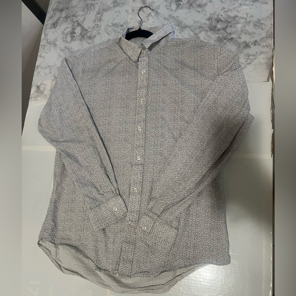 James Campbell Textured Gray Button-Down Shirt